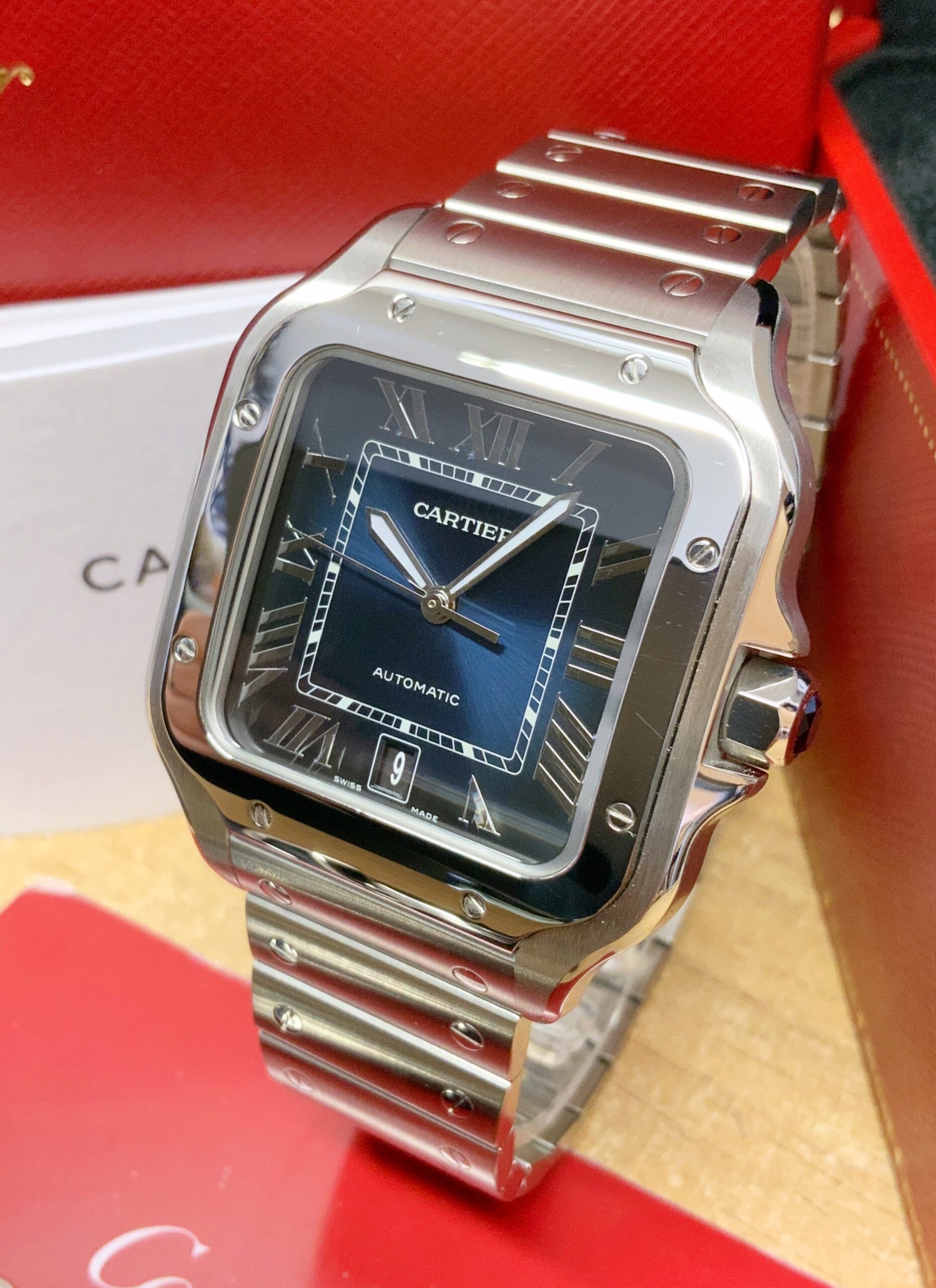 Cartier replica Santos De Cartier WSSA0030 Large Size blue dial2