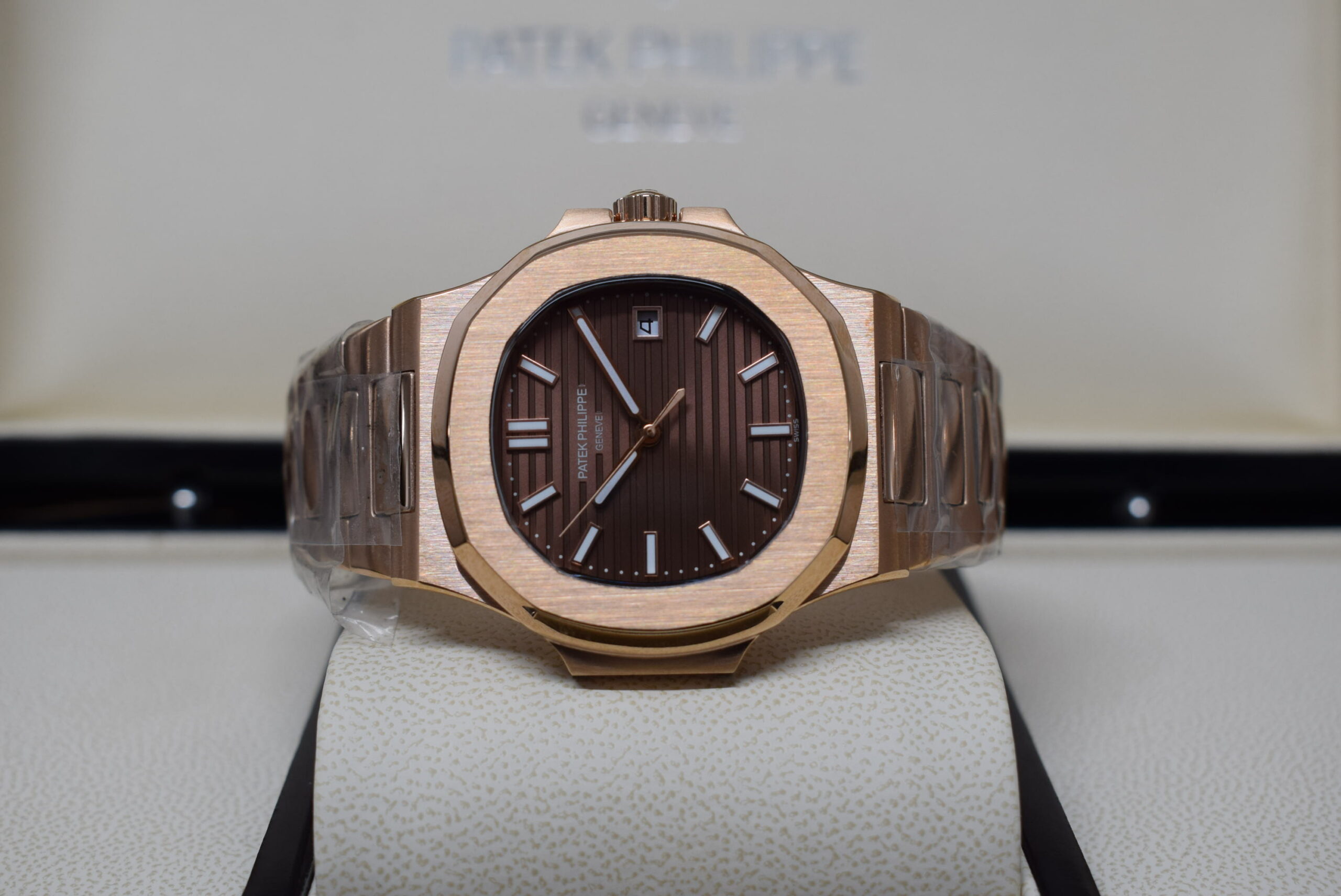 Patek philippe replica nautilus 5711 rose gold brown dial dial acciaio3