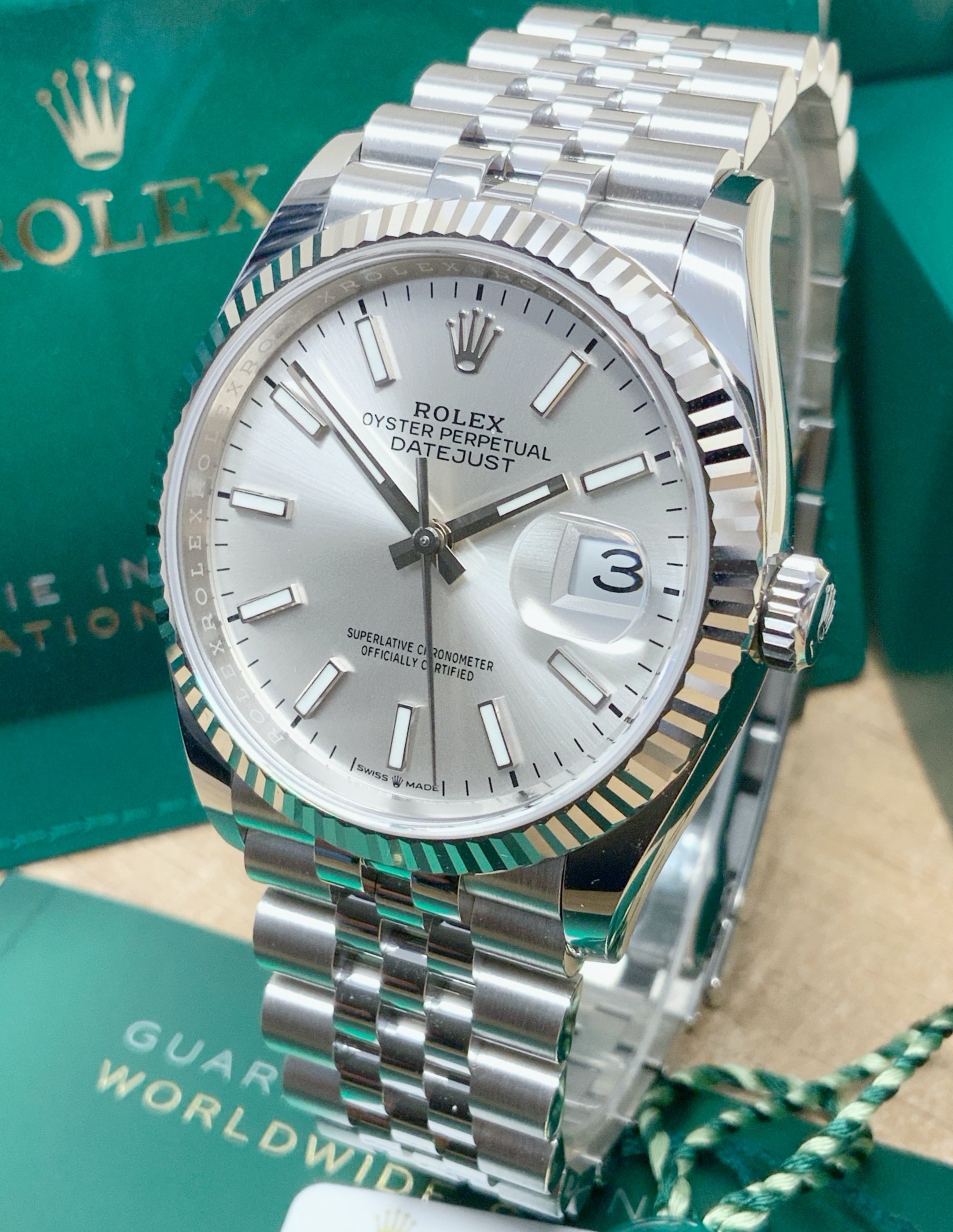 Rolex replica Datejust 36mm 126234 Silver Baton-2