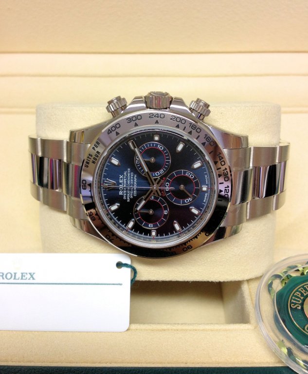 Rolex replica Daytona 116509 White Gold Blue Dial4