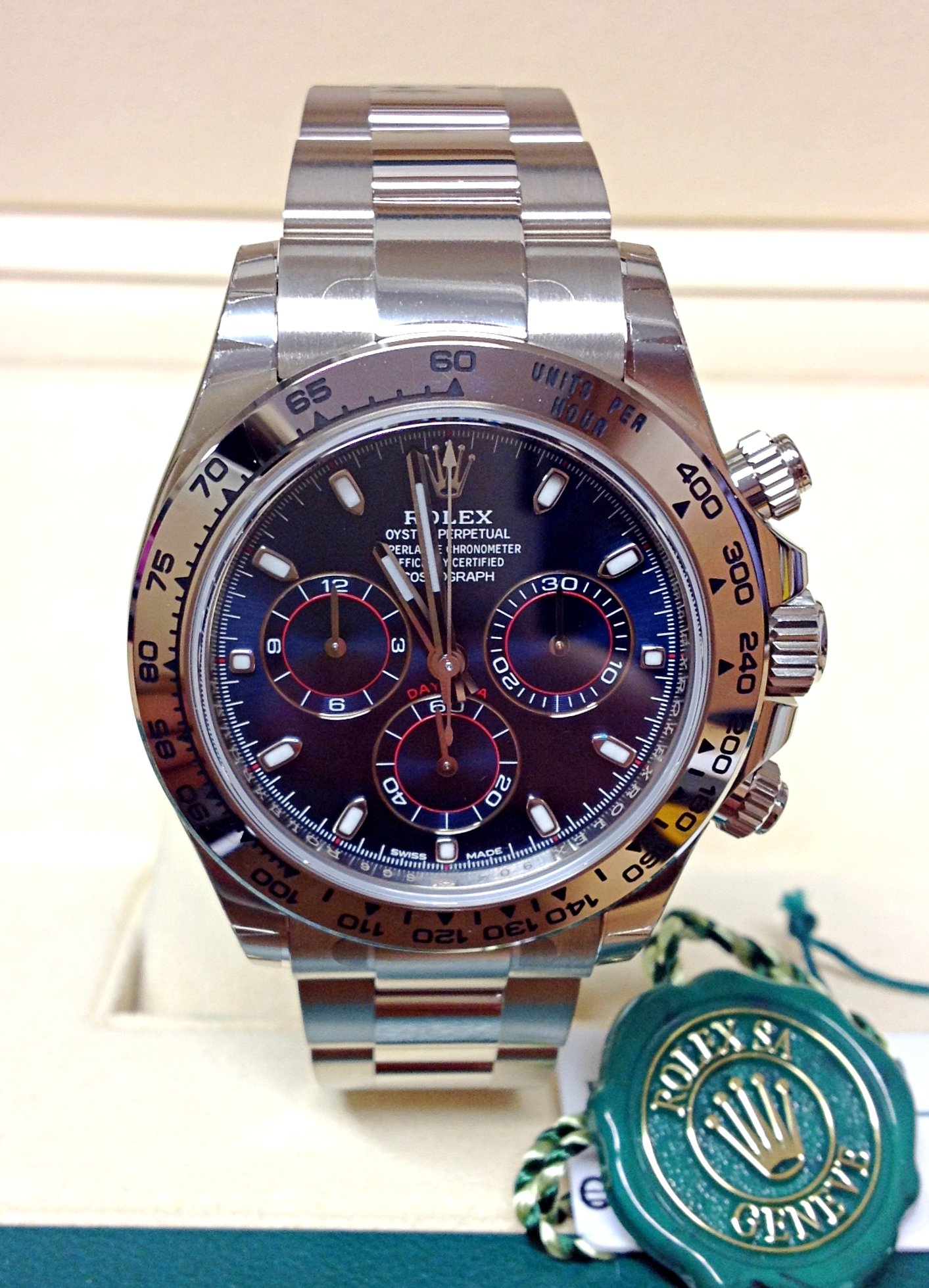 Rolex replica Daytona 116509 White Gold Blue Dial5