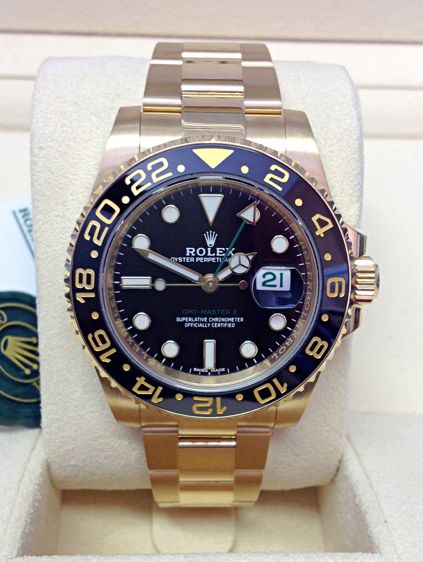 Rolex replica GMT Master II 116718LN Yellow Gold Black Dial-1