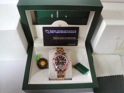 Rolex replica datejust pearlmaster oro giallo blu rosso orologio replica copia imitazione